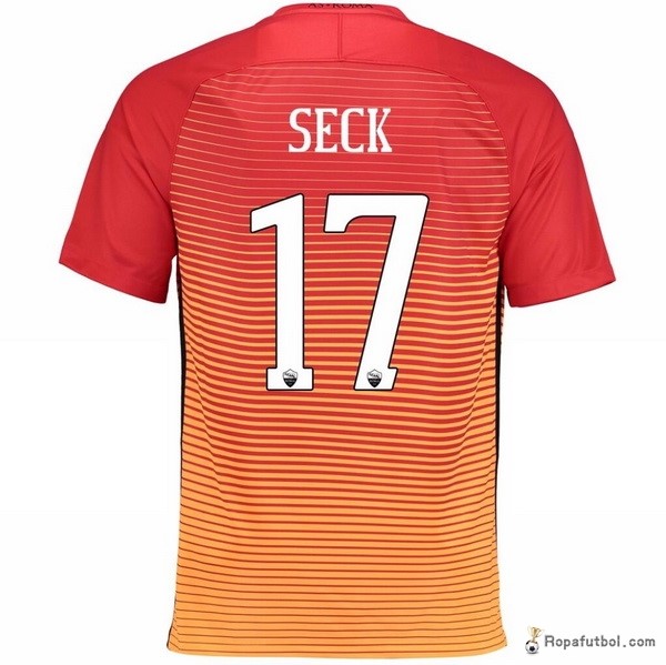 Camiseta As Roma Replica Tercera Ropa Seck 2016/17 Naranja